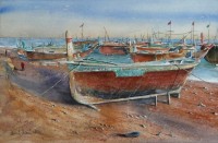 Momin Waseem, 15 x 22 Inch, Water Color on Paper, Seascape Painting, AC-MW-030